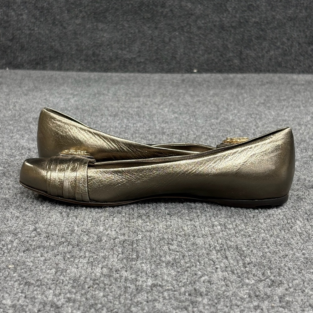 Gucci Shoes Womens 5.5 Gold 35.5 Leather Ballet Flats Logo Medallion Slip On